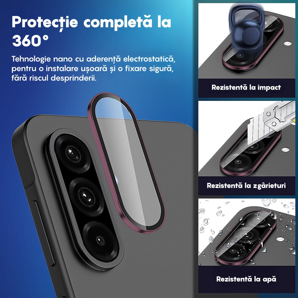 Folie Protectie Lentile Camera compatibila cu Samsung Galaxy A56 /Samsung Galxy A36, CASEY STUDIOS™ MaxDefense+, Ultra HD, Anti Amprente, Anti Zgarieturi, Anti Socuri, Roz