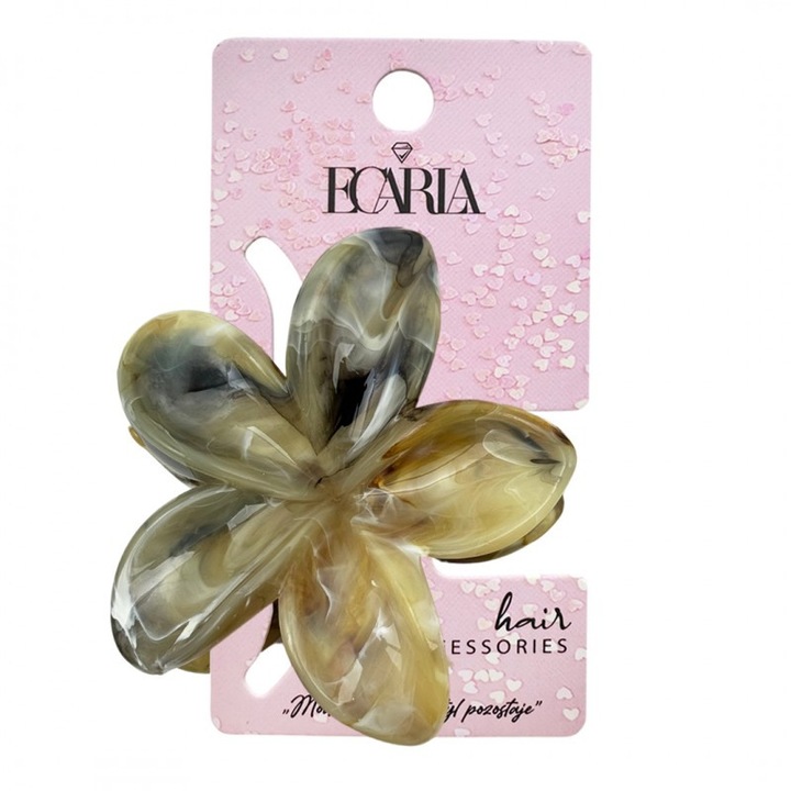 Clama de par ECARLA, model floare, metal/plastic, 7x7,5cm