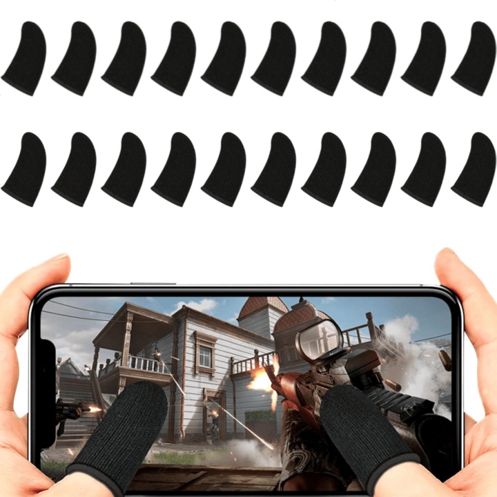 ARRRD 20 darabos gaming ujjkesztyű szett, szénszálas, csúszásmentes, fekete