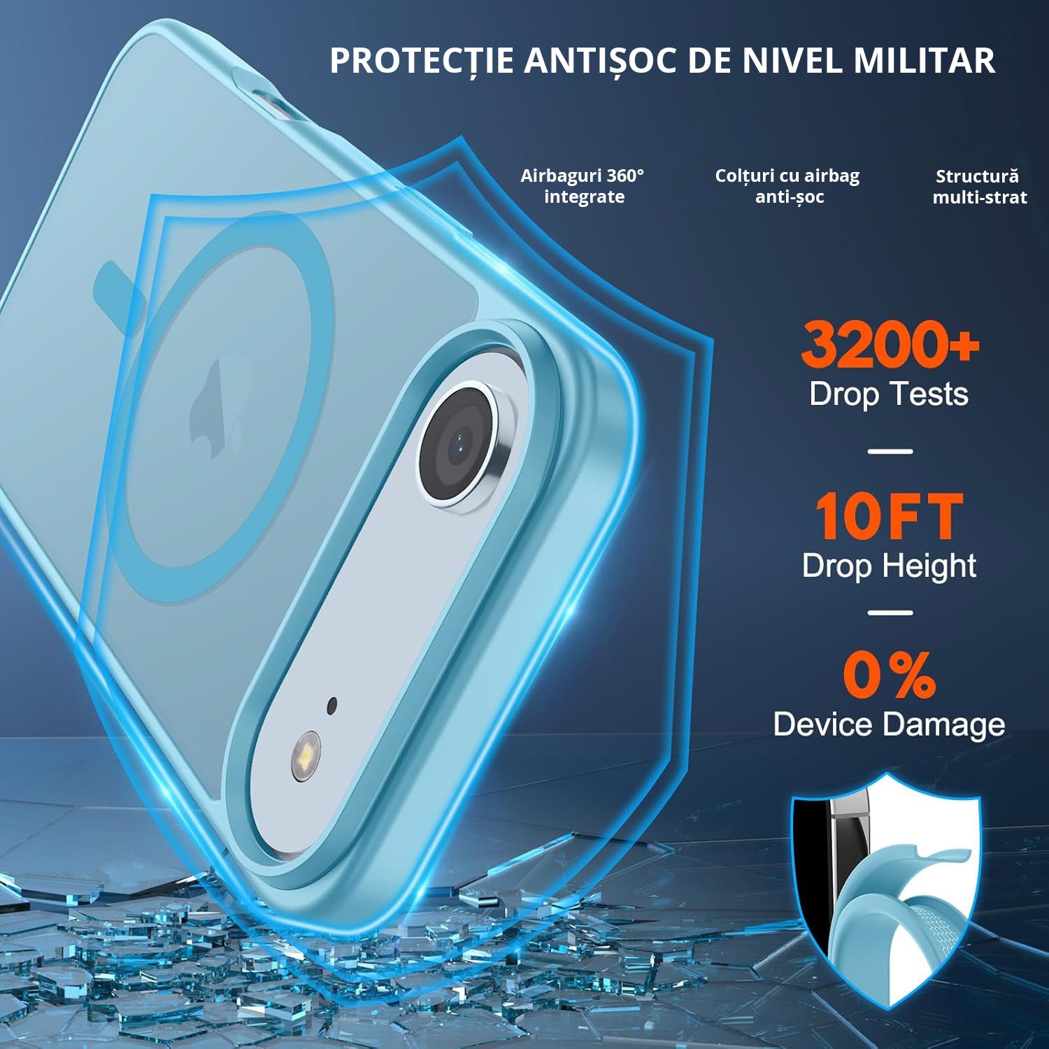 Husa pentru iPhone AIR, MobileSmart, MagSafe, Spate Mat Semitransparent, Protectie Camera, Antisoc, Light Blue