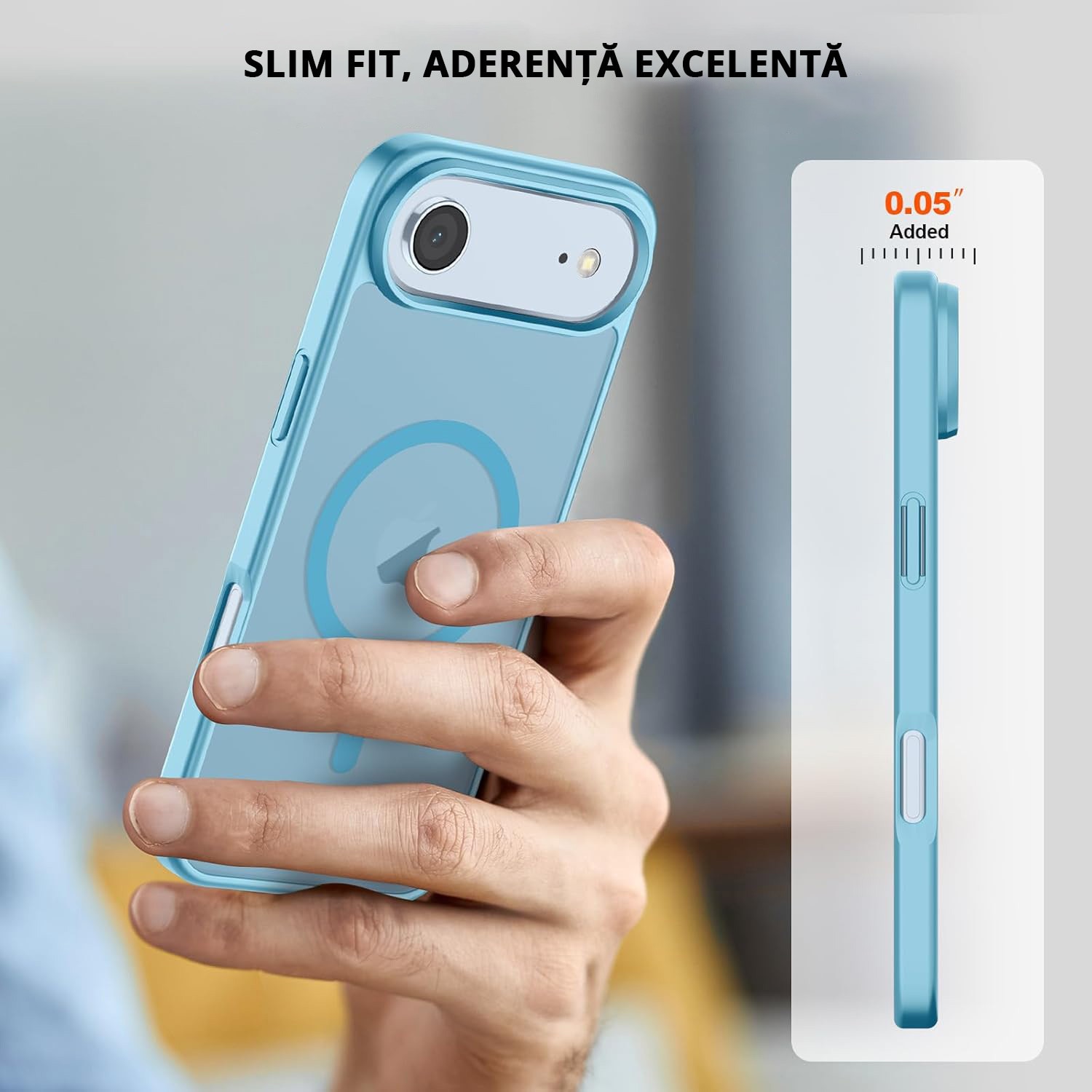 Husa pentru iPhone AIR, MobileSmart, MagSafe, Spate Mat Semitransparent, Protectie Camera, Antisoc, Light Blue