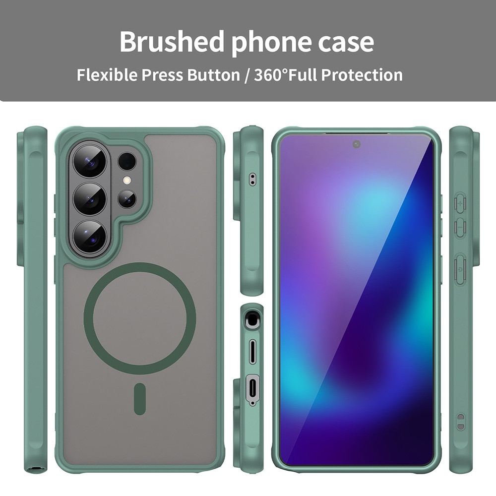 Husa Matte MagSafe pentru Samsung Galaxy S26 Ultra, protectie completa, contur Verde