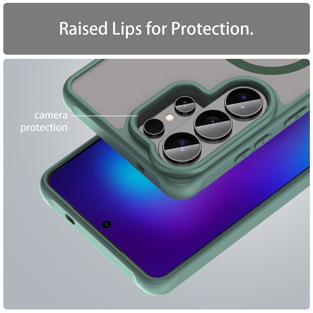 Husa Matte MagSafe pentru Samsung Galaxy S26 Ultra, protectie completa, contur Verde