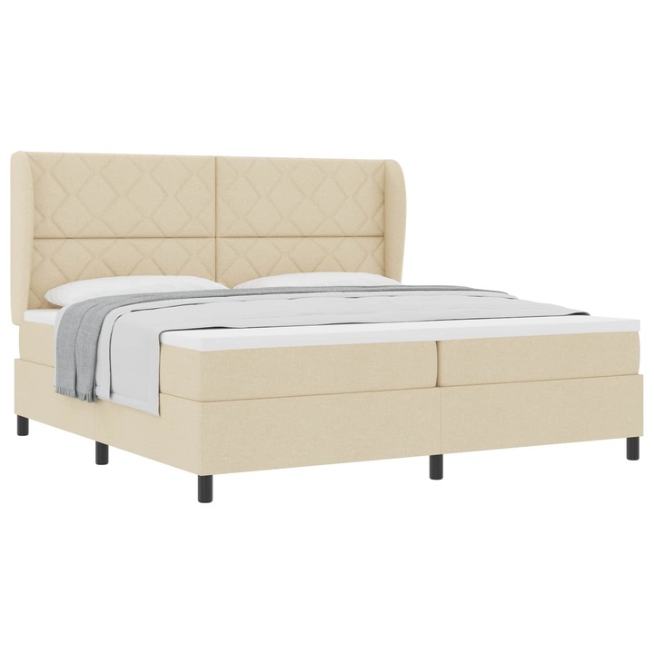 vidaXL Boxspring ágy matraccal - Krém - 200x200 cm Szövet 3340653