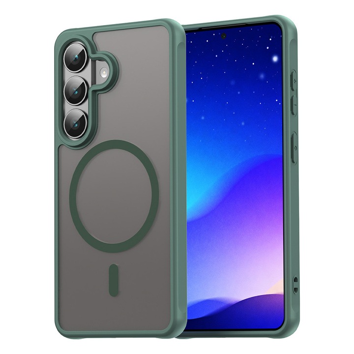Husa Matte MagSafe pentru Samsung Galaxy S26, protectie completa, contur Verde