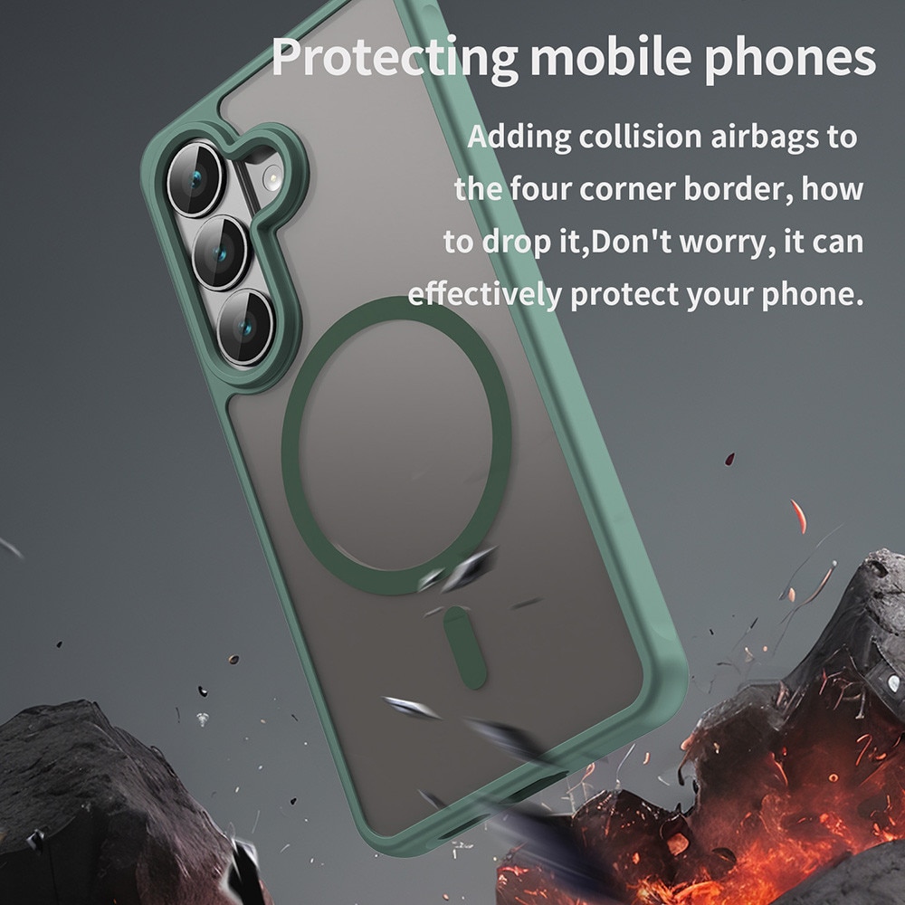 Husa Matte MagSafe pentru Samsung Galaxy S26, protectie completa, contur Verde