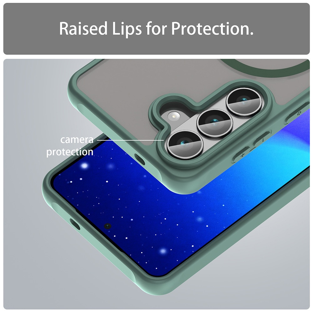 Husa Matte MagSafe pentru Samsung Galaxy S26, protectie completa, contur Verde