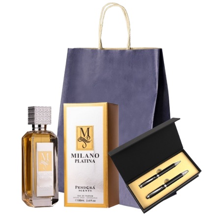 Set Milano Platina cu parfum, pix și stilou
