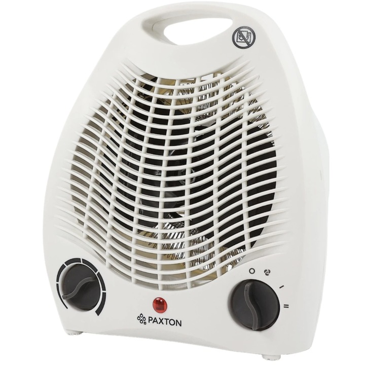Hőlégfúvó, meleg, hideg, elektromos, Paxton, 3 teljesítményfokozat, 2000W, termosztát, ventilátor üzemmód, kompakt, könnyen mozgatható, kicsi, 217 x 132 x 257 mm, 230 V
