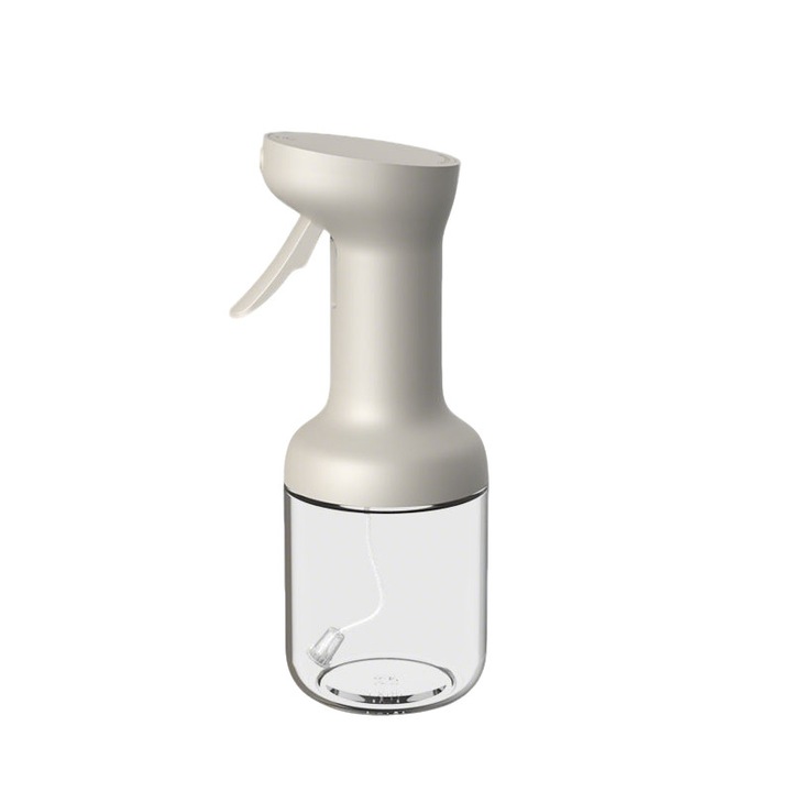 Sticla pentru ulei cu pulverizare prin apasare, cu maner antiderapant si design care previn picaturile, pentru bucatarie, multifunctionala, cu pulverizare sub forma de ceata Alb 450ml