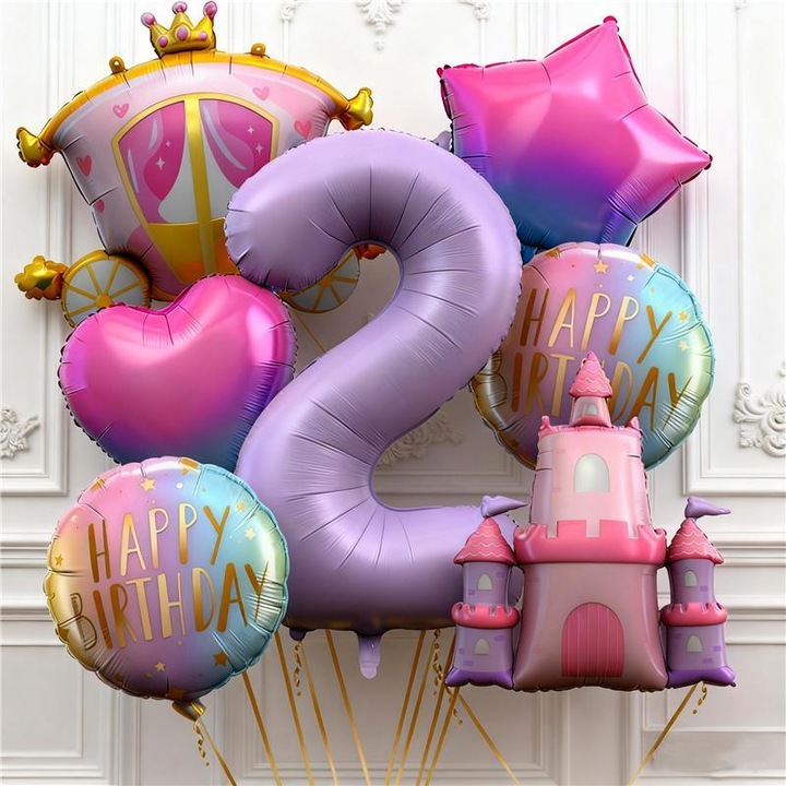 Комплект балони от фолио, дизайн замък, многоцветен