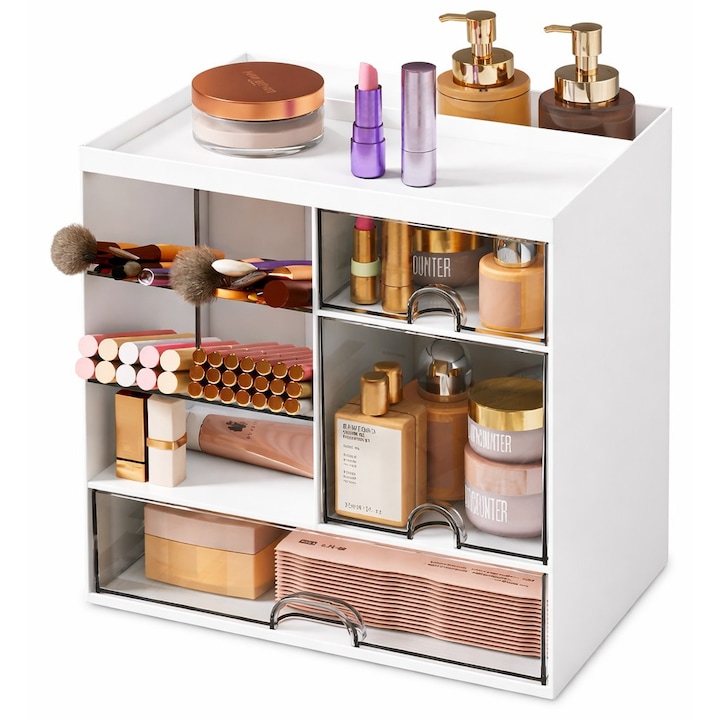 Органайзер за козметика XL BOGADINI, 8 места за съхранение, бял, 20x20, 5x14, 5см