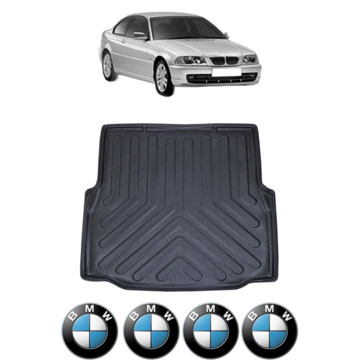 Tavita Portbagaj BMW Seria 3 IV E46 1997- din 1997-2006, CRI-FLO, Protectie Portbagaj Auto, 4x Stickere auto cu BMW