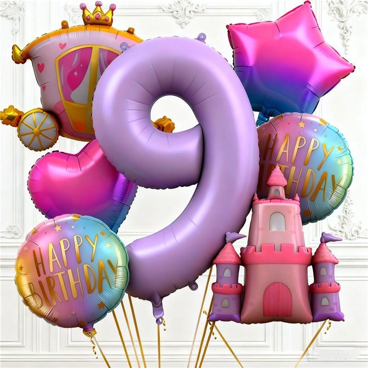 Комплект алуминиеви балони, тема принцеси, многоцветни
