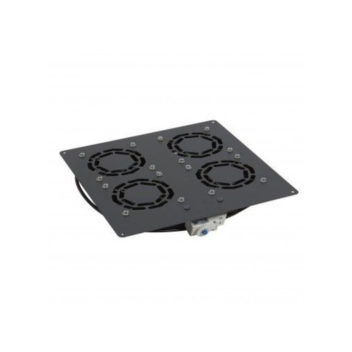 Kit ventilatoare pentru cabinete metalice, Legrand, Linkeo cu termostat, 4 ventilatoare, negru