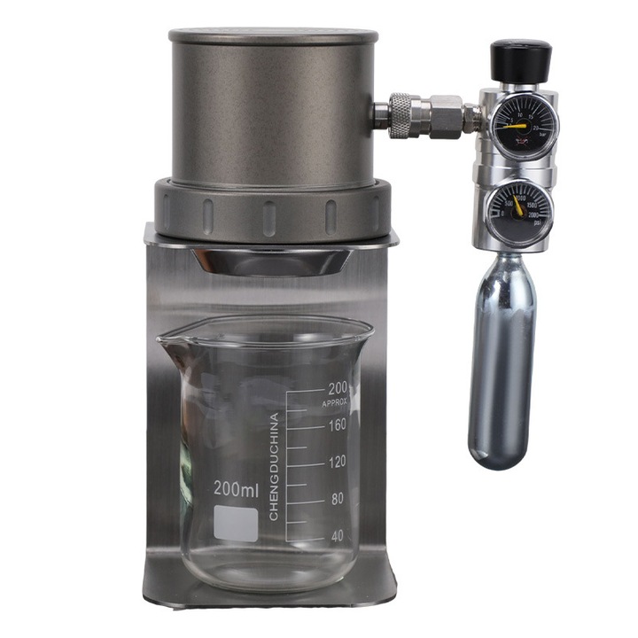 Espressor portabil manual ORBER, aluminiu/inox, design modern, presiune cu gaz CO2, pentru calatorii