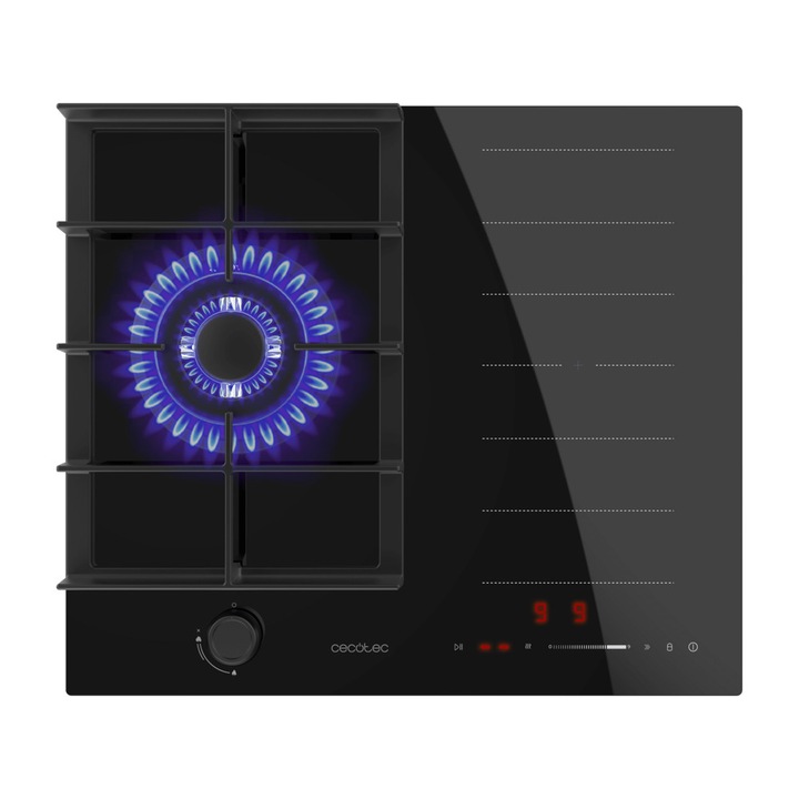 Cecotec Bolero Squad Hybrid beépíthető főzőlap, 58 cm, 6.25 kW, 3.4 kW WOK égő, fekete