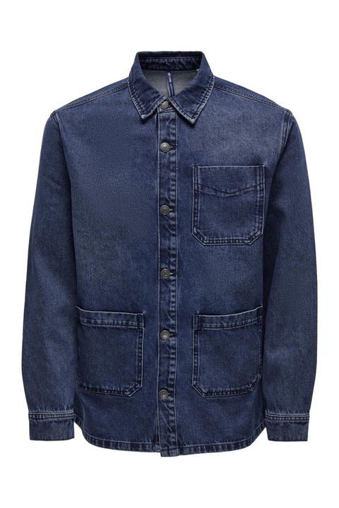 Jachetă bărbați denim Only&Sons, albastru închis, bumbac, mărimea S