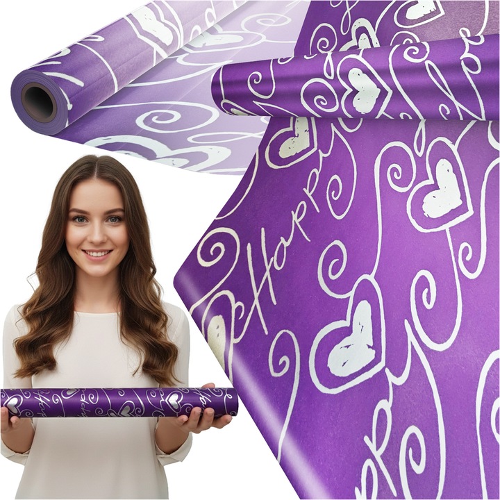 Hartie Pentru Ambalat Cadouri, Papethit, 20 M, Ziua De Nastere, Rola Mare, Violet