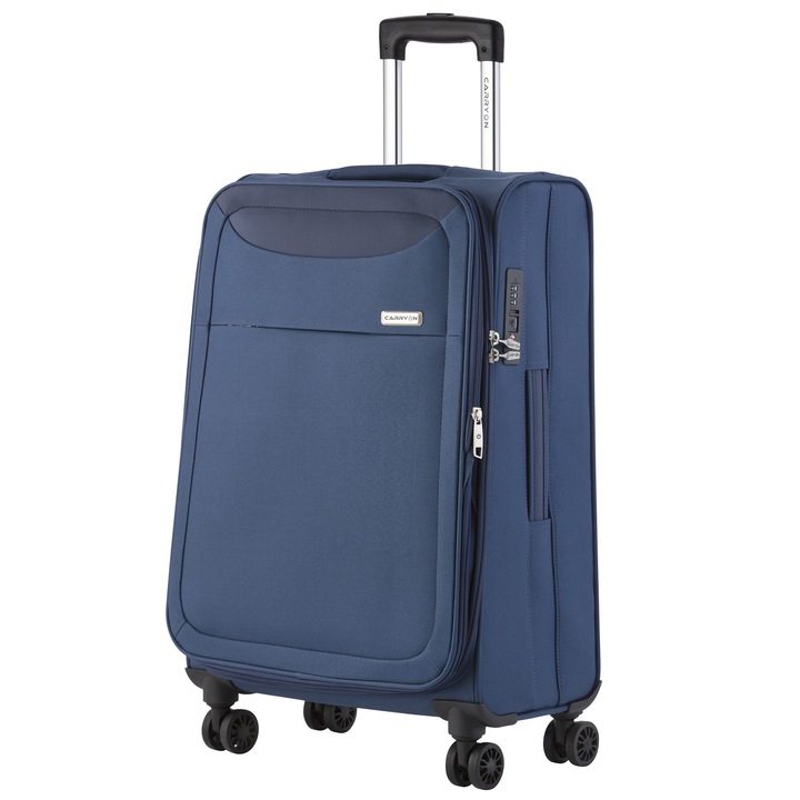 CarryOn Air средна разтегателна количка, регистриран багаж, 66x42x27 см, полиестер, +20% капацитет, 2.8 кг, тъмносиньо