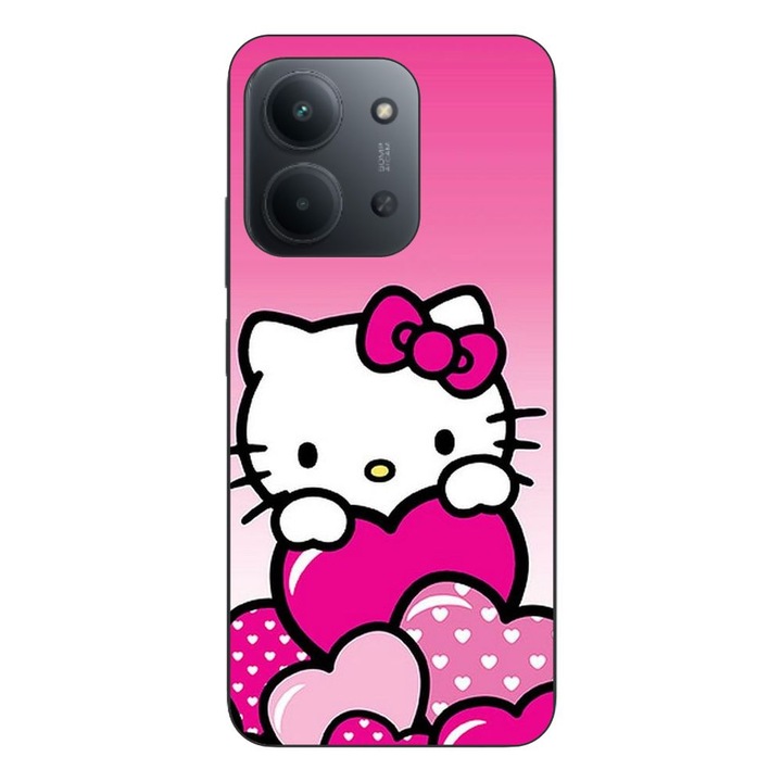 Husa compatibila cu Xiaomi Redmi 15C Silicon Gel Tpu Model Hello Kitty Pink Hearts