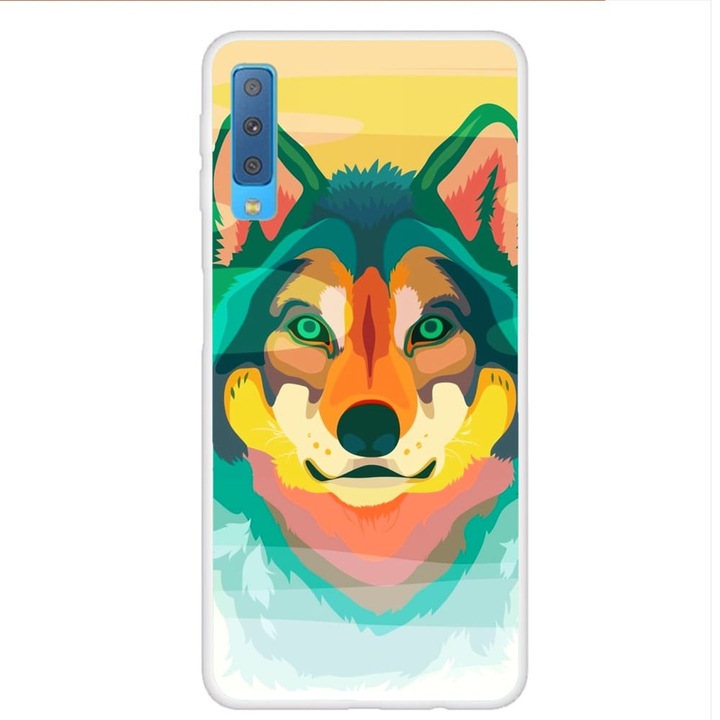 Husa compatibila cu Samsung Galaxy A7 2018 Silicon Gel Tpu Model Desen Lup