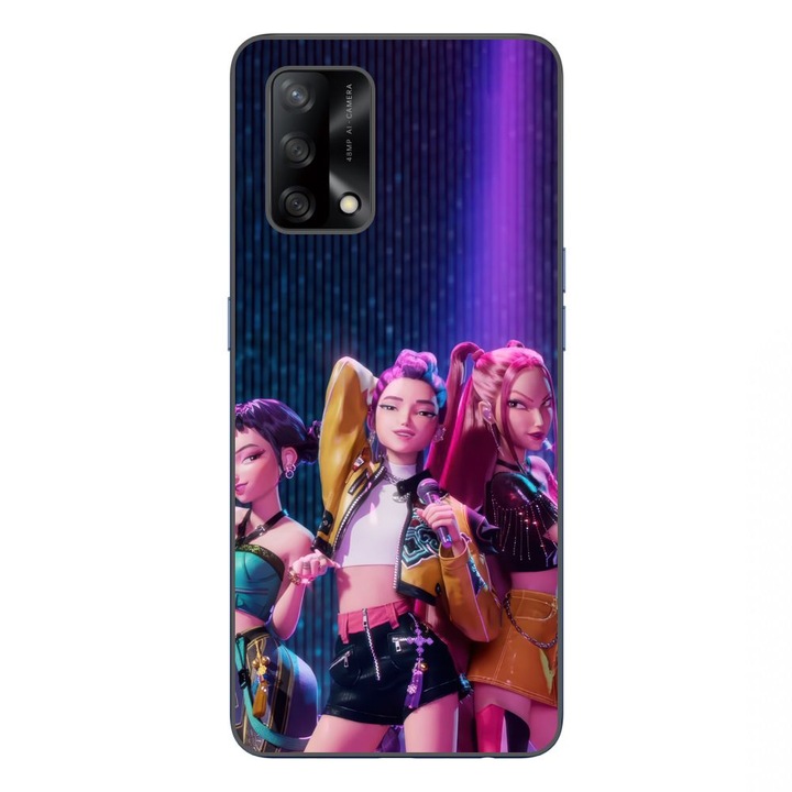 Husa compatibila cu Oppo A74 4G Silicon Gel Tpu Model KPop Demon Hunters Rumi Mira Zoey on Scene