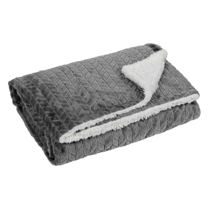 Покривало за мебели, Двулицево, Декоративно, Полиестер, 160x130 см, Сив/Бял