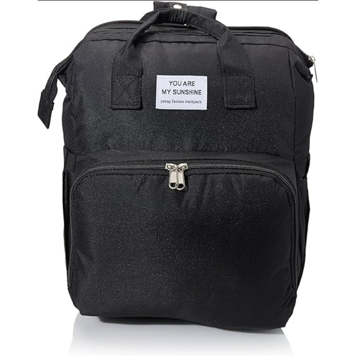 Rucsac multifunctional pentru scutece, Rovitech, capacitate mare, negru, 40x30x20cm