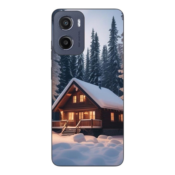 Husa compatibila cu Motorola Moto G05 Silicon Gel Tpu Model Peisaj Iarna Cabana