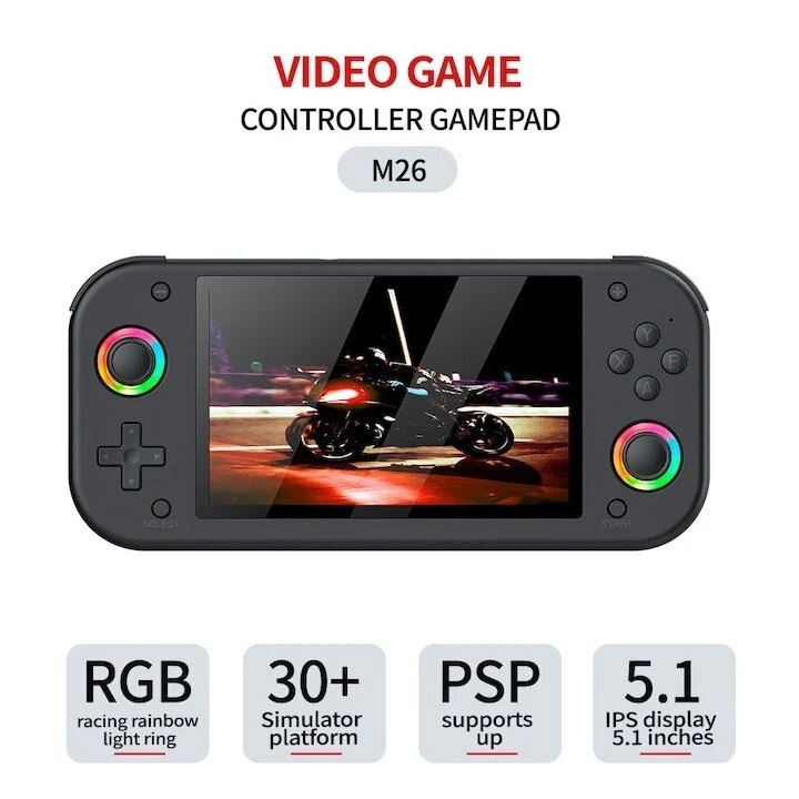 Consola de jocuri portabila care accepta jocuri 3D, display 5.1 inch, RGB