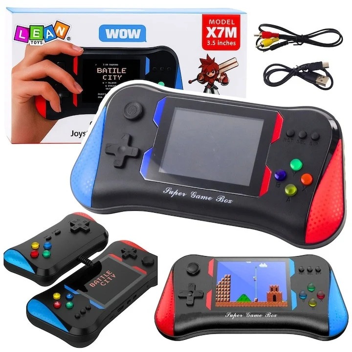 Преносима конзола LEAN Toys X7M, 500 игри, 3.5-инчов екран, комплект с геймпад