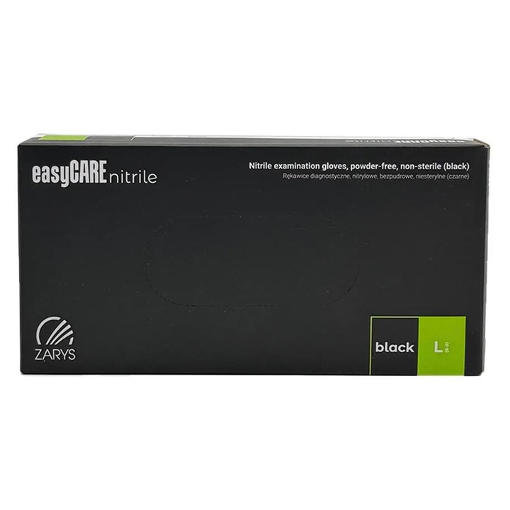 Set 100 Buc Manusi Nitril Fara Pudra ZORYA, negre, L