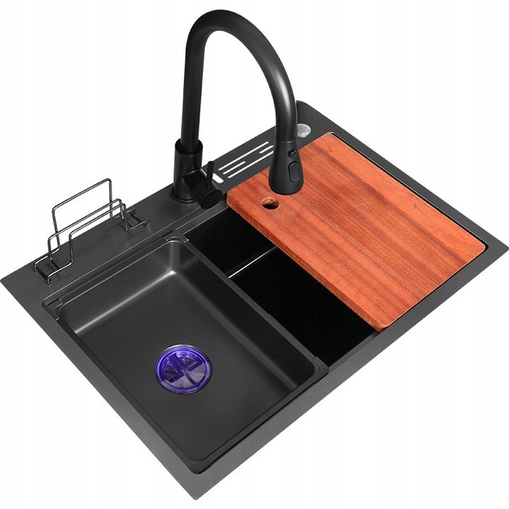 Chiuveta bucatarie, Inox, 68x46cm, montare incastrat, Gri inchis