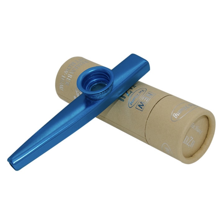 Kazoo metalic Bedex, culoare albastru, instrument muzical educativ, pentru copii si adulti