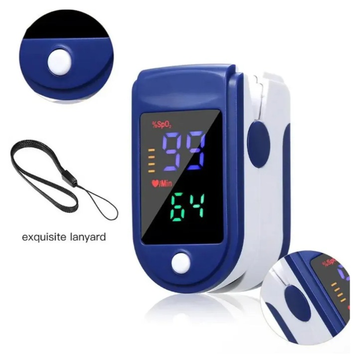 Pulsoximetru Deget, Monitor Saturatie Oxigen SpO2, Ritm Cardiac si Puls, Afisaj LED, AdCos