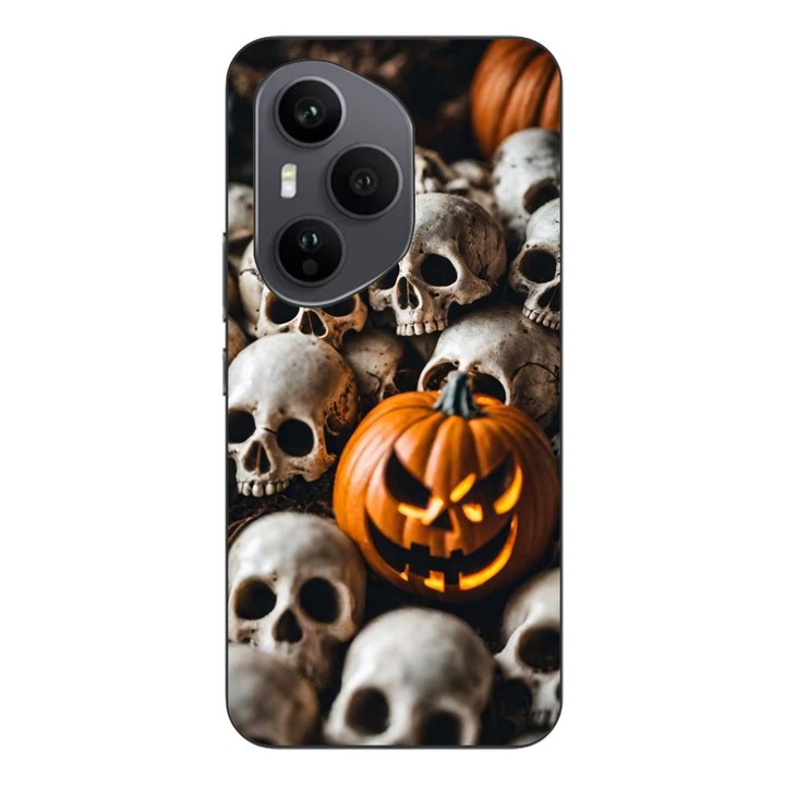 Husa compatibila cu Honor 400 Pro Silicon Gel Tpu Model Halloween Pattern Cranii si Dovleac