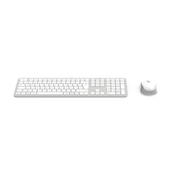 Set tastatură și mouse Hama, wireless, alb, QWERTZ german, rază de acțiune 10m