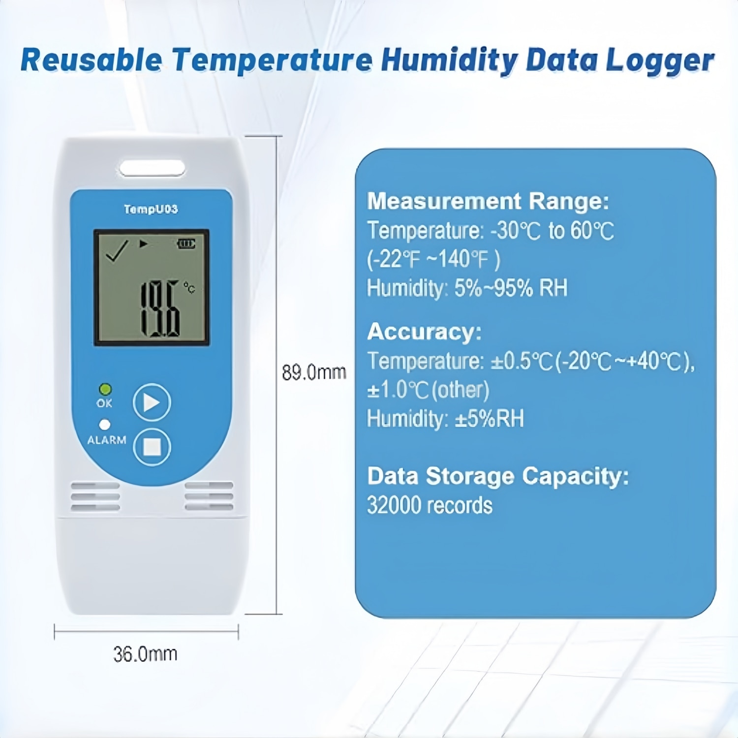 Термометър хигрометър Data Logger Multi-Use, MOSMAOO®, LCD дисплей, LED ...