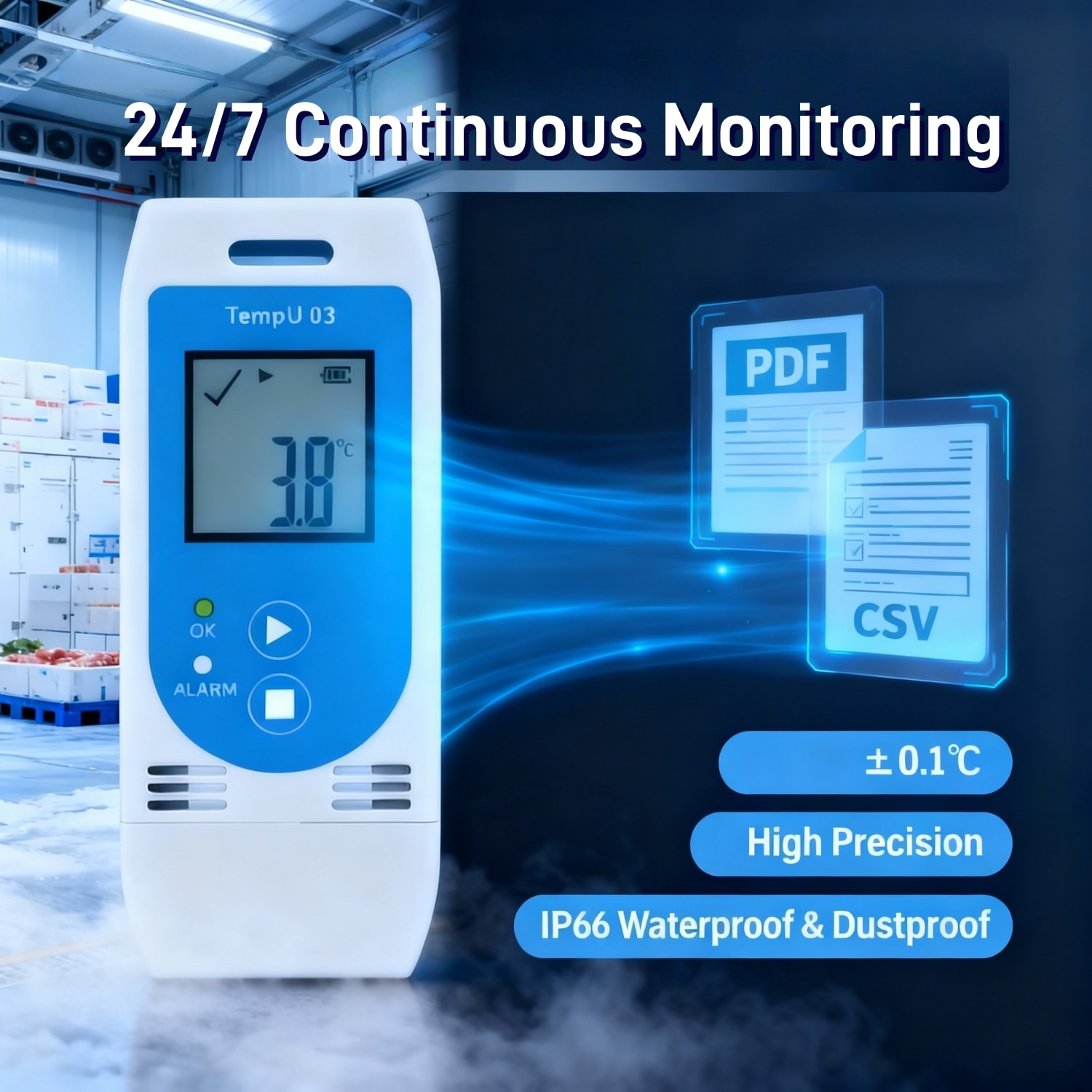 Термометър хигрометър Data Logger Multi-Use, MOSMAOO®, LCD дисплей, LED ...