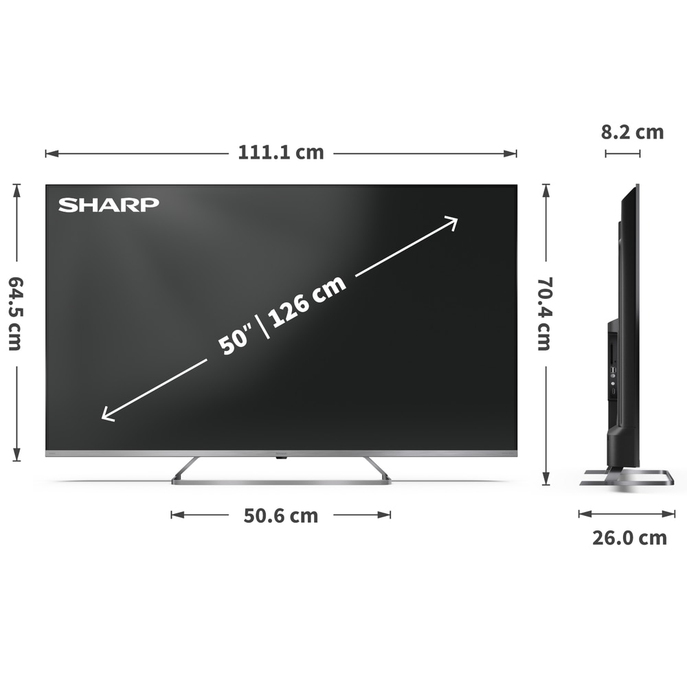 Televizor QLED MiniLED Sharp 50", 127cm, Ultra HD 4K, Smart TV