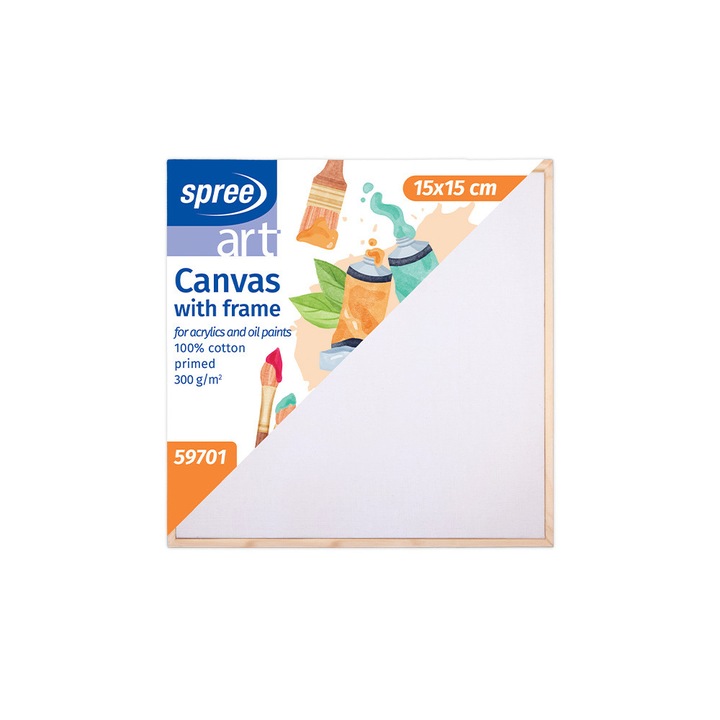 Платно с рамка, Spree, Грундирано, 15x15 см, Памук 100%