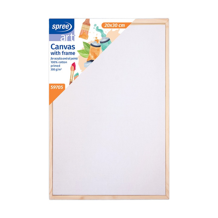 Платно с рамка, Spree, Грундирано, 20x30 см, Памук 100%