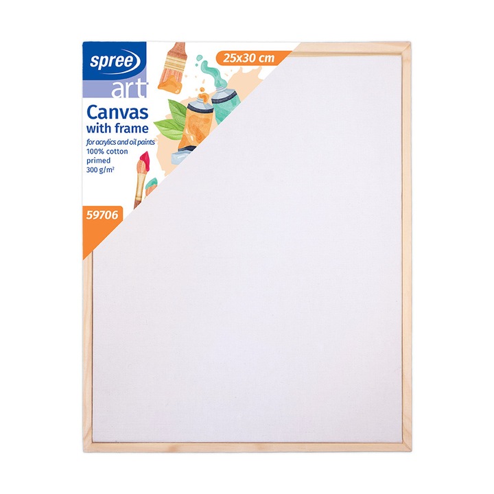 Платно с рамка, Spree, Грундирано, 25x30 см, Памук 100%