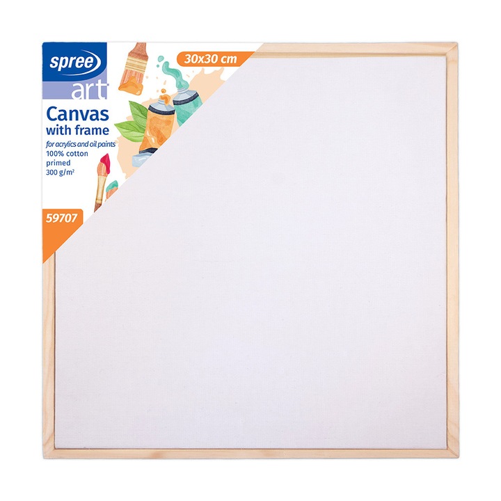 Платно с рамка, Spree, Грундирано, 30x30 см, Памук 100%