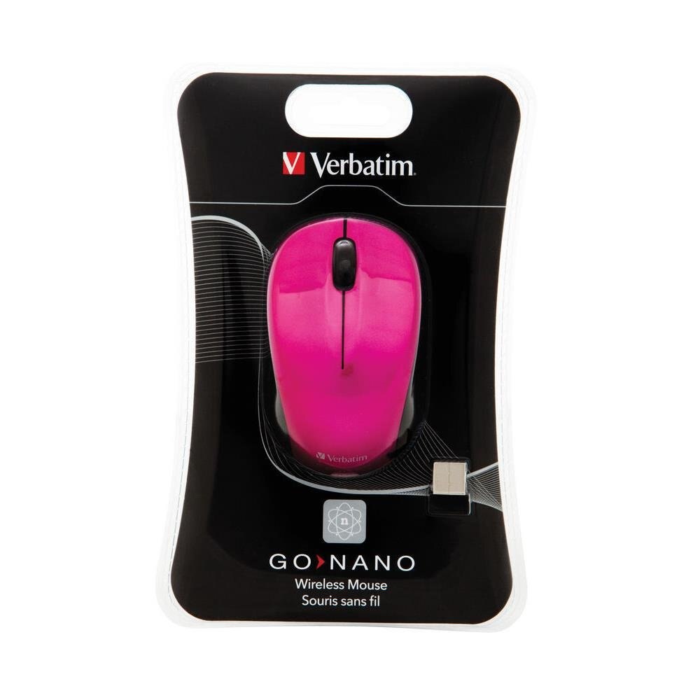 Mouse wireless Verbatim GO NANO, 3 butoane, 1600 dpi, roz - eMAG.ro