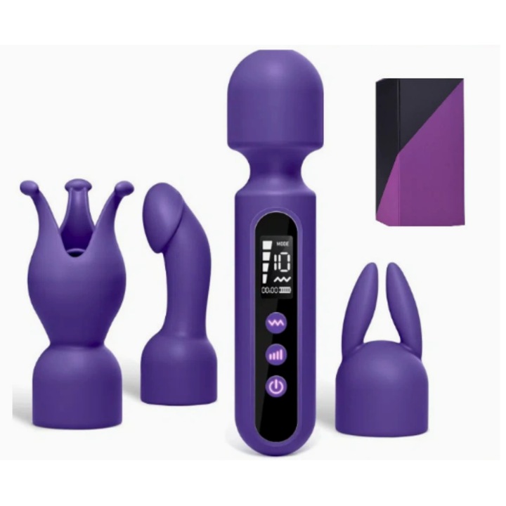 Többfunkciós vibrátor 3 cserélhető fejjel, Lila