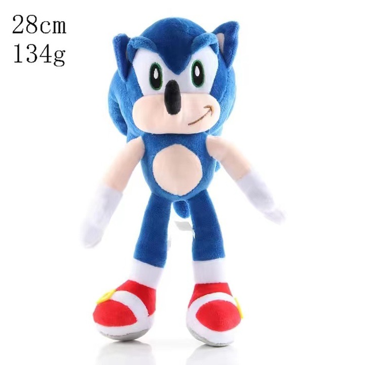 Jucarie de plus Sonic, 28cm, albastru, umpluta cu bumbac PP 3D, set de jucarii de plus