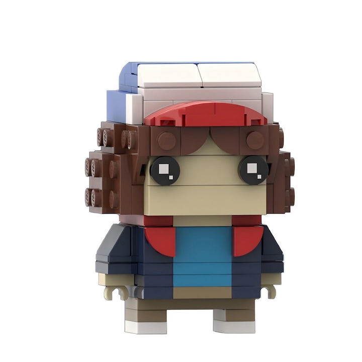 Figurina mini blocuri de constructie Stranger Things, Dustin Henderson, 130 piese, 16x22cm