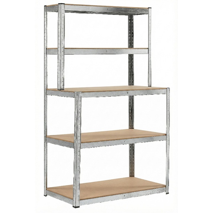 Метален стелаж Romprofix 62041, 5 рафта, работен плот, 180x100x60см, 175кг